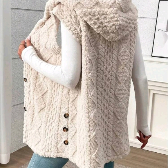 Solid Color Sleeveless Hooded Fluffy Coat For Women, New Autumn/Winter - Picture 1 of 5